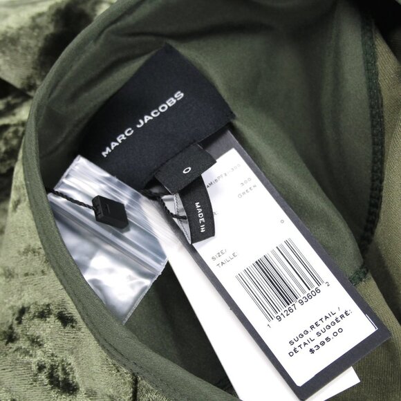 Marc Jacobs Green Velvet Henley Maxi Slip Dress Polyester Long Sleeves 0 XS NEW - Picture 7 of 8